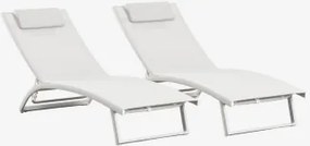 Set Van 2 Verstelbare Aluminium Ligstoelen Met Dulem-kussen Gardenia Wit - Sklum