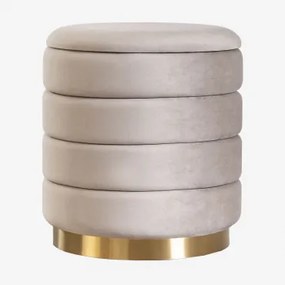 Ronde Poef Ø40 Cm Met Opbergruimte In Bradford Fluweel Grijs – Taupe – Koel - Sklum