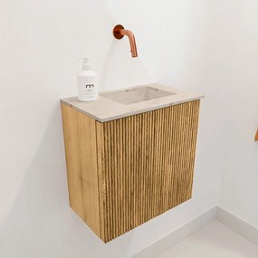 Mondiaz Joya DLux 40cm toiletmeubel oak met wastafel faye rechts zonder kraangat frappe
