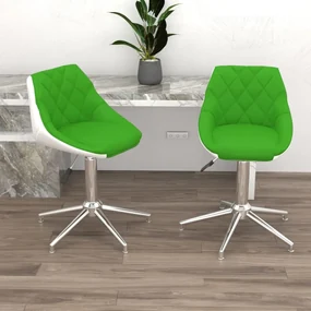 vidaXL Eetkamerstoelen draaibaar 2 st kunstleer groen en wit
