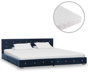 vidaXL Bed met matras fluweel blauw 160x200 cm