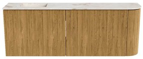 Mondiaz Joya DLux 110cm toiletmeubel ronding rechts oak met wastafel faye links zonder kraangat frappe