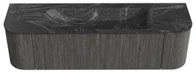 Mondiaz Kurve-dlux 160cm badmeubel ronding links/rechts shadow met 1 lade en 2 deuren en wastafel big medium midden zonder kraangat lava