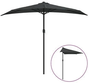 vidaXL Balkonparasol half met aluminium paal 270x135 cm antraciet