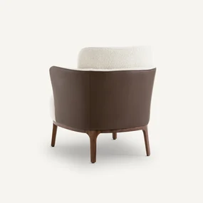 Fauteuil in notenhout en stof in 2 materialen, Jabote