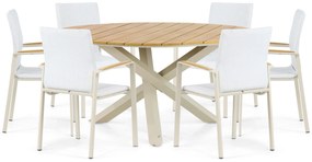 Tuinset 6 personen 150 cm Aluminium/textileen Taupe Lifestyle Garden Furniture Brandon/Ancona