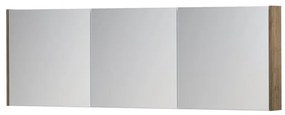 INK SPK1 Spiegelkast - 180x14x60cm - 3 deuren - dubbelzijdige Spiegel - schakelaar en stopcontact - MFC Naturel eiken 1110860