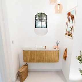 Mondiaz Joya DLux 115cm toiletmeubel ronding links/rechts oak met wastafel faye midden 1 kraangat ostra