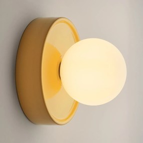 Ronde wandlamp van keramiek en opaline glas, Holi