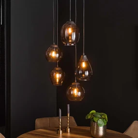 Trapse Hanglamp Met Chroom Glas Kappen