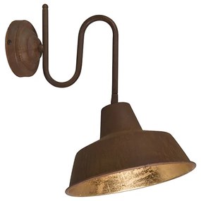 Industriële wandlamp roest met gouden binnenkant - Factory Landelijk / Rustiek E27 rond Binnenverlichting Lamp