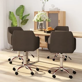vidaXL Eetkamerstoelen draaibaar 4 st stof donkerbruin