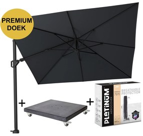 Challenger T2 Premium 300x300 cm Faded Black met zwarte parasolvoet 90kg en hoes