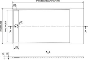 Mexen Amon rechthoekige douchetank SMC 140 x 70 cm, wit - 4F107014