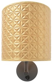 Vintage wandlamp antraciet met goud triangle kap - Matt Modern E27 rond Binnenverlichting Lamp