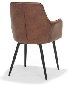 Eetkamerstoel - Donovan - stof Cowboy retro lederlook cognac