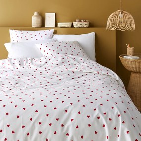 Bedset van 50% gerecycled katoen, vierkant kussensloop Scacco rood