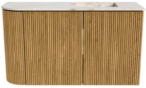 Mondiaz Joya DLux 70cm toiletmeubel ronding links oak met wastafel faye rechts zonder kraangat frappe
