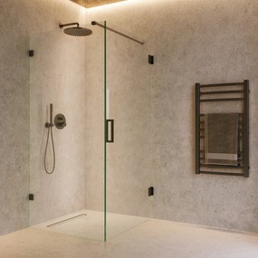 Saniclear Iron profielloze douchecabine 100x90cm met 90cm deur verouderd ijzer - gunmetal