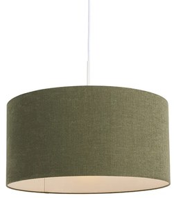 Hanglamp wit met groene kap 50 cm - Combi 1