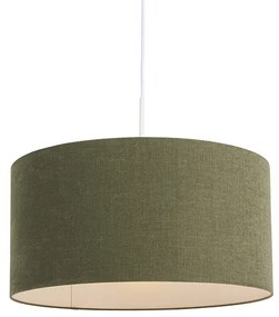 Stoffen Eettafel / Eetkamer Hanglamp wit met groene kap 50 cm - Combi 1 Modern E27 rond Binnenverlichting Lamp