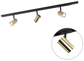 Railsysteem met 3 Spot / Opbouwspot / Plafondspots 1-fase zwart met goud - Jeana Modern GU10 Binnenverlichting Lamp