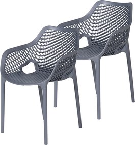 Garden Impressions Air XL kunststof tuinstoel - donker grijs - 2 stuks