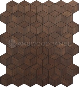 Decopaneel 60 cm x 60 cm Walnoot hout - Lobelia Rust Copper - 3D Wandpaneel - Wanddeco