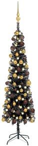 vidaXL Kerstboom met LED's en kerstballen smal 150 cm zwart