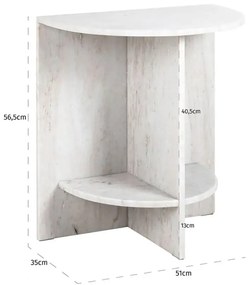 Richmond Interiors Lansky Marmeren Nachtkastje Beige Wit - 51x35x56.5cm.
