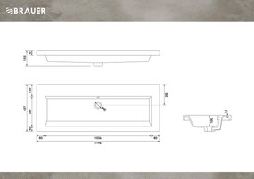 Brauer Solar Medium wastafel mineraalmarmer 120cm zonder kraangat wit glans