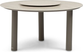 Dining Tuintafel rond 140 cm met lazy susan Taupe Trino