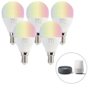 Set van 5 smart E14 RGBW LED lamp met dimmeren P45 mat 4,9W 470 lm 2200-4000K