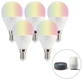 Set van 5 smart E14 RGBW LED lampen P45 mat 4,9W 470 lm 2200-4000K