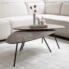 DTP Home Scala Plectro Salontafel Set Driehoekig Mortex Zwart Bruin