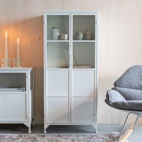 Witte Kast Van Ijzer En Glas - 68x35x150cm.