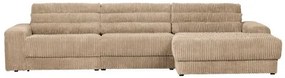 BePureHome Date Chaise Longue Rechts Grove Ribstof Travertin - Polyester - BePure