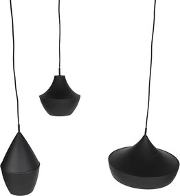 Set van 3 Scandinavische hanglampen zwart met goud - Depeche