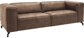 Goossens Bank Calvin bruin, micro leer, 3,5-zits, modern design