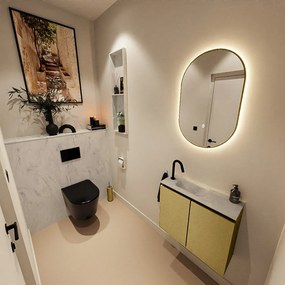 Mondiaz Ture DLux toiletmeubel 60cm oro met wastafel opalo links met kraangat