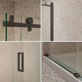 Saniclear Supreme profielset voor douchedeur 110-120cm zwart mat