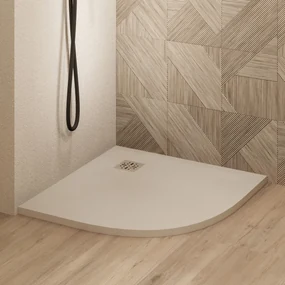 Saniclear Torno kwartronde douchebak 100x100cm met stone finish cream