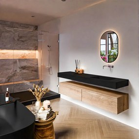 Zaro Alan badmeubel 180cm washed oak 2 lades met vrijhangende wastafel cloud rechts zonder kraangat urban