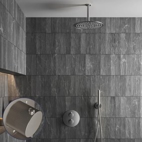 Saniclear Exclusive Stripes inbouw regendouche rond met 20cm hoofddouche en plafondarm RVS