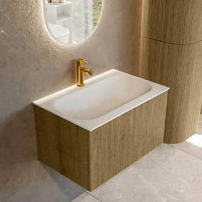 Mondiaz Kurve 70cm badmeubel dusk met 1 lade en wastafel big small midden 1 kraangat