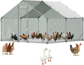VEVOR Kippenhok, 3x3x2 m, inloopren met waterdichte hoes en stevig frame, kippenhok met schuin dak, buitenren, kippenhok voor konijnen, kippen en ganzen