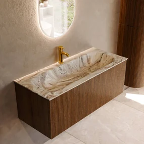 Mondiaz Kurve-dlux 110cm badmeubel dusk met 1 lade en wastafel big medium midden 1 kraangat glace