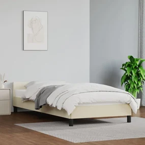 vidaXL Bedframe met hoofdbord kunstleer crèmekleurig 90x190 cm