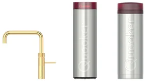 Quooker Fusion Square kokendwaterkraan - draaibare uitloop - PRO3 incl. Cube reservoir - Warm / kokend / bruisend / gefilterd water - Verguld (Goud) 3FSGLD-CUBE