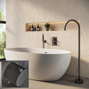 Saniclear Iron Stripes Pro inbouw badkraan met vrijstaande uitloop verouderd ijzer - gunmetal
